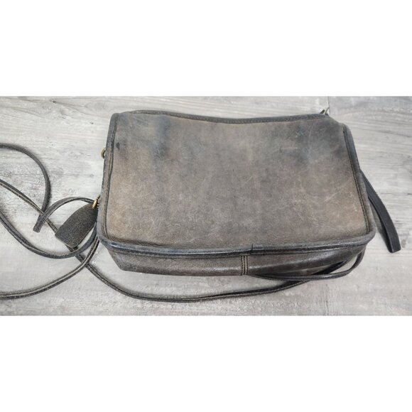 Vintage Coach 5217 Brown Leather Double Strap Crossbody Bag Worn - Picture 5 of 8